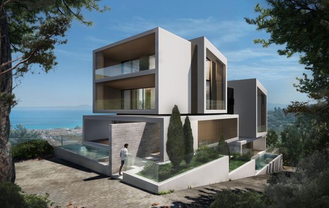 Exterior — the volumes on the slope